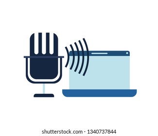 laptop with voice assistant icon