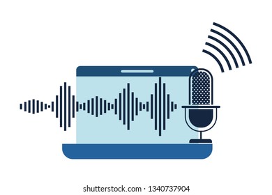 laptop with voice assistant icon