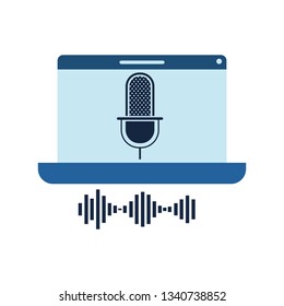 laptop with voice assistant icon