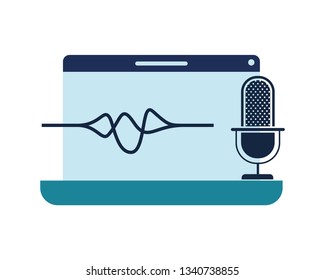 laptop with voice assistant icon