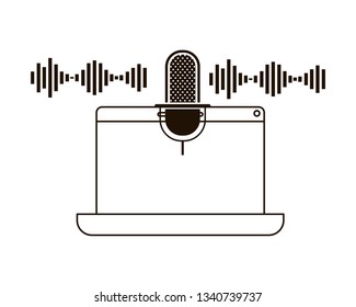 laptop with voice assistant icon
