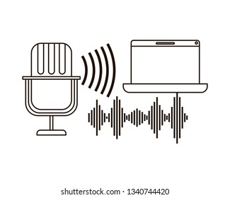 laptop with voice assistant icon