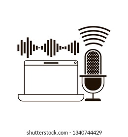 laptop with voice assistant icon