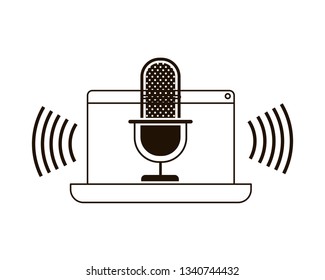 laptop with voice assistant icon