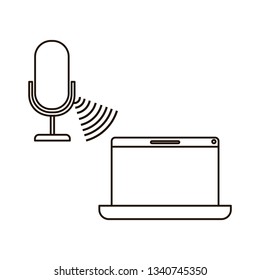 laptop with voice assistant icon