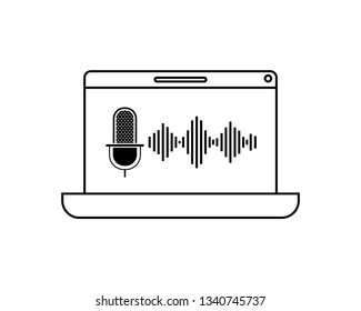 laptop with voice assistant icon