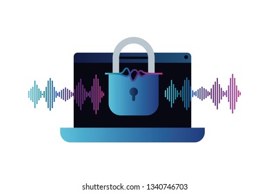 laptop with voice assistant icon