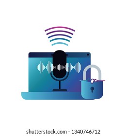 laptop with voice assistant icon