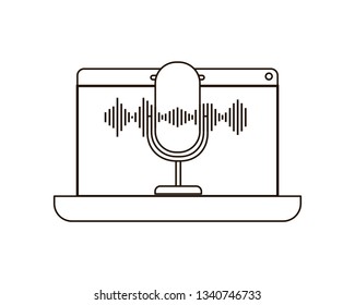 laptop with voice assistant icon