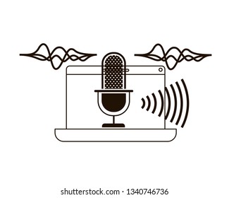 laptop with voice assistant icon