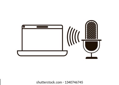 laptop with voice assistant icon