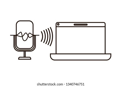 laptop with voice assistant icon