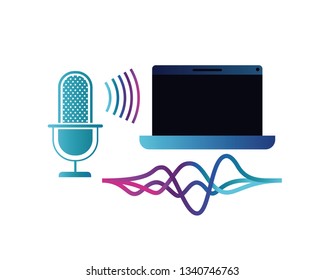 laptop with voice assistant icon