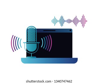 laptop with voice assistant icon