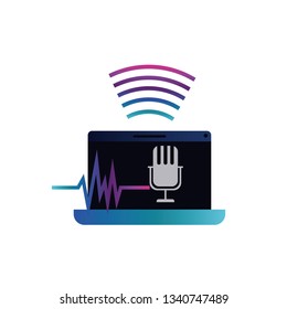 laptop with voice assistant icon