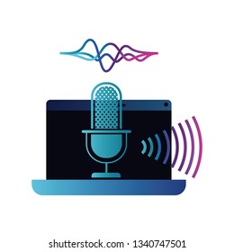 laptop with voice assistant icon
