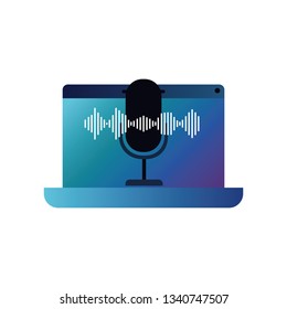 laptop with voice assistant icon