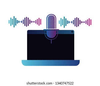 laptop with voice assistant icon