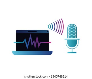 laptop with voice assistant icon