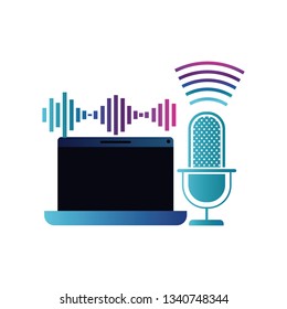 laptop with voice assistant icon