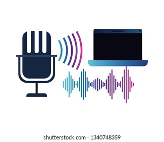 laptop with voice assistant icon