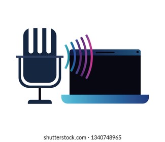 laptop with voice assistant icon