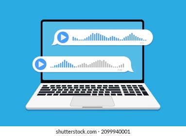 Laptop with voice message chat vector illustration