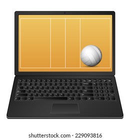 Laptop volleyball on a white background. Vector illustration.