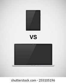 Laptop vs tablet. The concept of mobile technology.