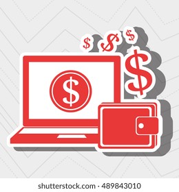 laptop wallet coins dollar