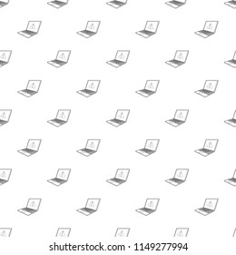 laptop with a warning signal icon in outline style on a white background