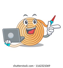 With laptop water hose character cartoon