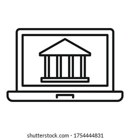 Laptop web banking icon. Outline laptop web banking vector icon for web design isolated on white background