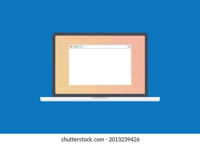 Laptop with web browser window, flat style vector