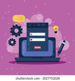 laptop and web design icons