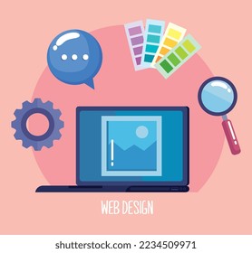 laptop and web design icons