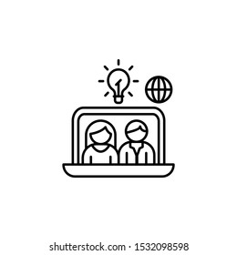 Laptop web idea icon. Simple line, outline vector of team work idea icons for ui and ux, website or mobile application