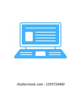 Laptop with web page icon - vector