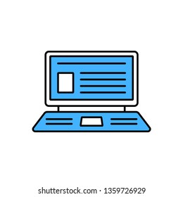 Laptop with web page icon - vector