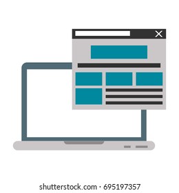 laptop with web page on screen icon image 