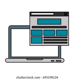 laptop with web page on screen icon image 