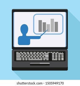 Laptop webinar icon. Flat illustration of laptop webinar vector icon for web design