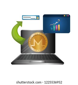 laptop and webpage template with monero