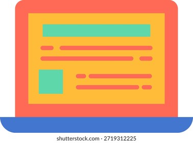 Laptop with Website Content Flat Icon