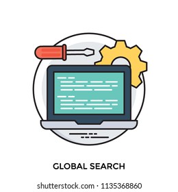 
A laptop with website and tools behind it showing the concept of web management 
