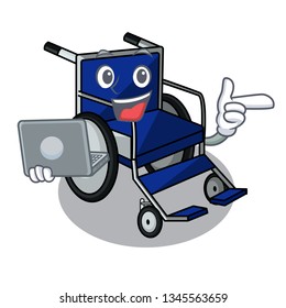 With laptop wheelchair isolated with in the cartoon