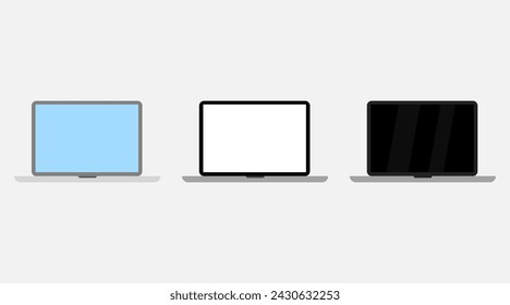 Laptop mit weißem, blauem und schwarzem Bildschirm