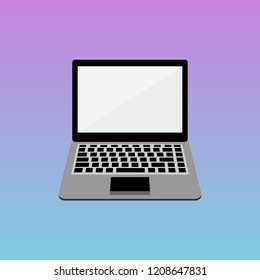 A laptop. White display. Vector icon. Vector illustration. Flat design of business financial marketing banking for advertising web concept cartoon illustration.