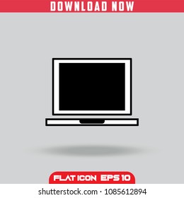 Laptop. White. Flat Icon Vector isolated design. Grey Background