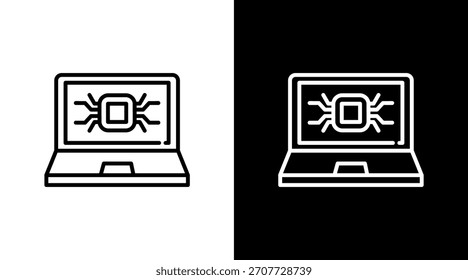 Laptop White Icon Set Vector